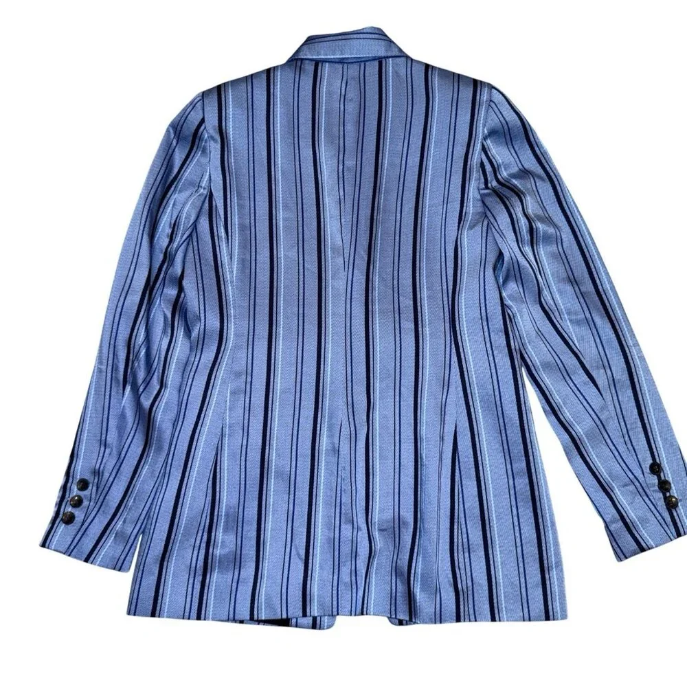 Vince Camuto Striped Single Button Blazer Glacier Valley Blue Size 2 - Picture 3 of 5